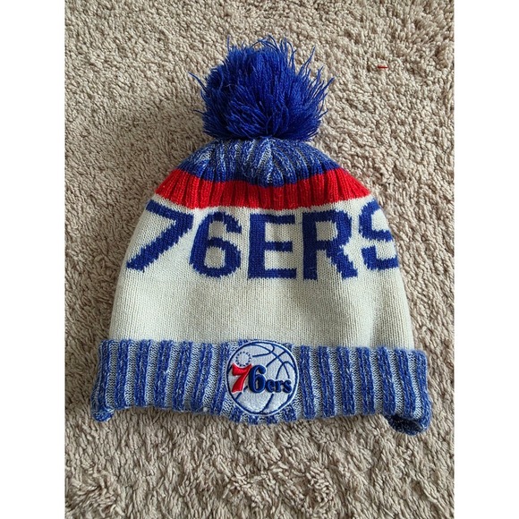 New Era Other - New Era Philadelphia 76ers NBA Cuffed Pom Beanie Hat Blue White Red Fleece Lined